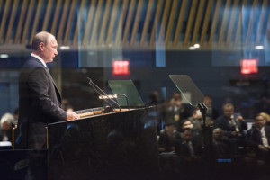 Russian President Vladimir Putin addresses UN General Assembly on Sept. 28, 2015. (UN Photo)